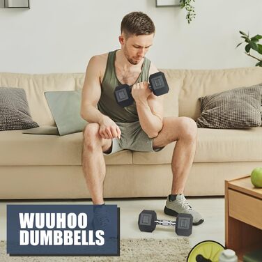 Гантелі шестигранні wuuhoo® Dorian 2,5-27,5 кг, гумовані чавунні, для силових тренувань вдома, ергономічна ручка, набір для домашнього спортзалу