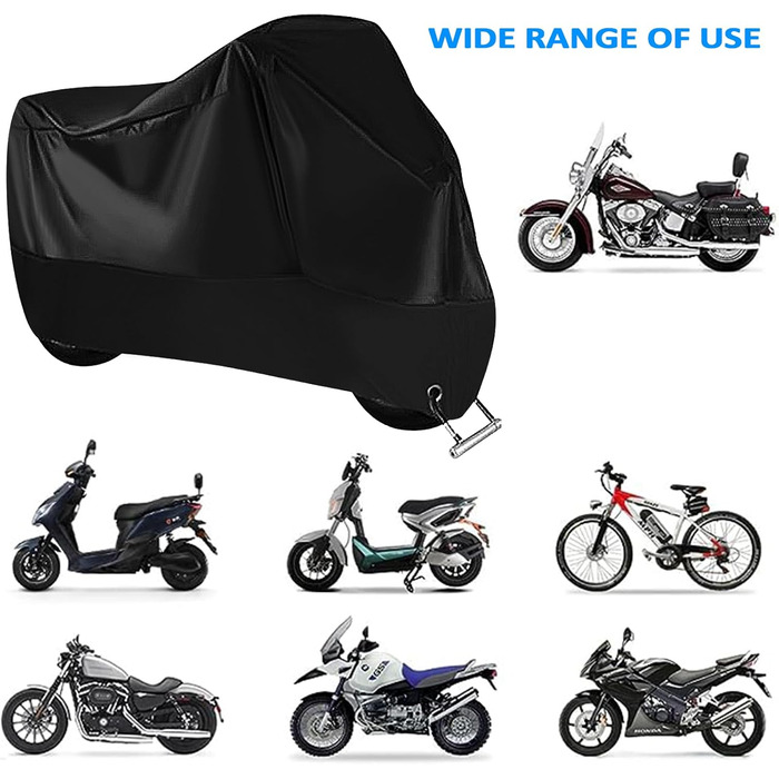 Захисний чохол для мотоцикла з поліестеру 190T, водонепроникний, UV-захист, 245x105x125 см