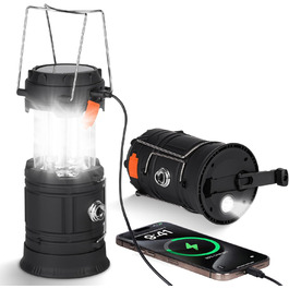 LED кемпінговий ліхтар HOTUT Solar, 3200 mAh, складаний, водонепроникний, з ручкою, USB, ручне заряджання, аварійне освітлення для туризму, риболовлі, SOS, відключень електроенергії 3 в 1