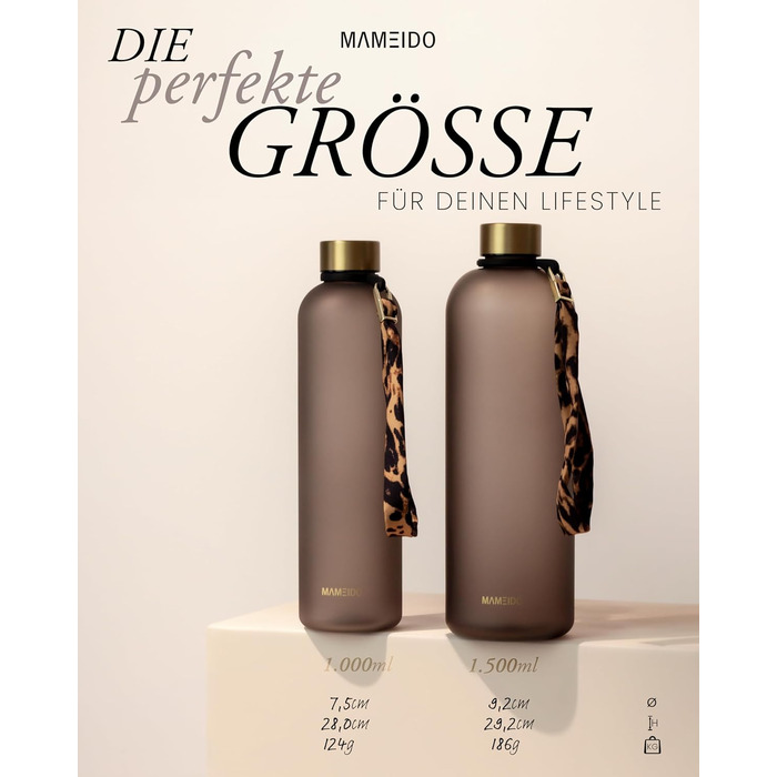 Фляга для води MAMEIDO 1 л з позначками часу, для спорту, фітнесу та офісу, BPA Free, Sapphire Blue