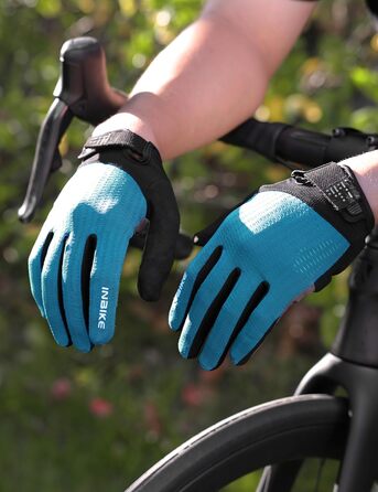 Велосипедні рукавички INBIKE для чоловіків, 2 пальці, сенсорний екран, ударостійкі, дихаючі, IHC406 (Блакитний, S)