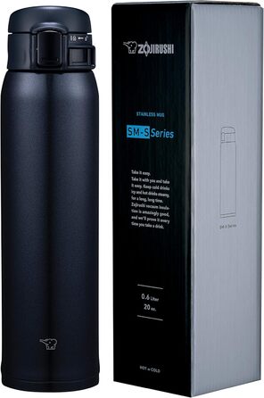 Термокружка Zojirushi SM-SR60, 0.6 л, нержавіюча сталь, 6 годин зберігання тепла/холоду, чорна, унісекс
