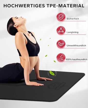 Килимок для йоги HAPBEAR XXL, нековзний, 183x122x0,8 см, фітнес-мат для пілатесу, спорту та тренувань вдома, ультра міцний