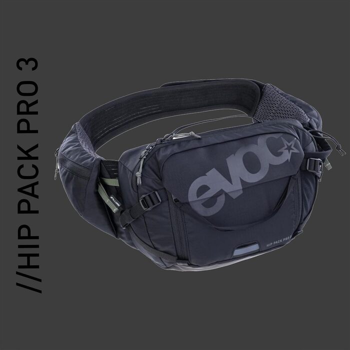 Поясна сумка EVOC HIP Pack PRO 3 л з питною системою 1,5 л, чорна, вентиляція, регульований ремінь