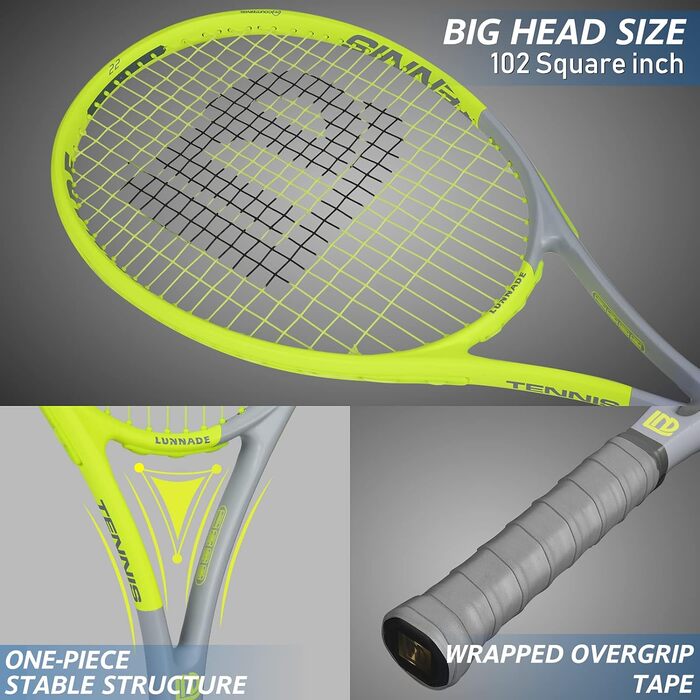 Тенісний ракетовий комплект для дорослих: легкий, з чохлом, 27 дюймів, жовтий Head