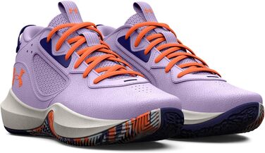 Кросівки баскетбольні Under Armour Ua Lockdown 6 для дітей, білі, кольори: фіолетовий, синій, помаранчевий