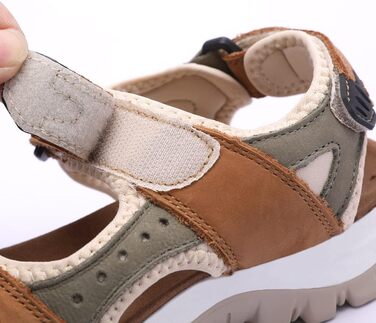 Жіночі літні спортивні сандалі Harssidanzar для туризму та активного відпочинку - шкіра, колір кавово-сірий, розмір 38 EU