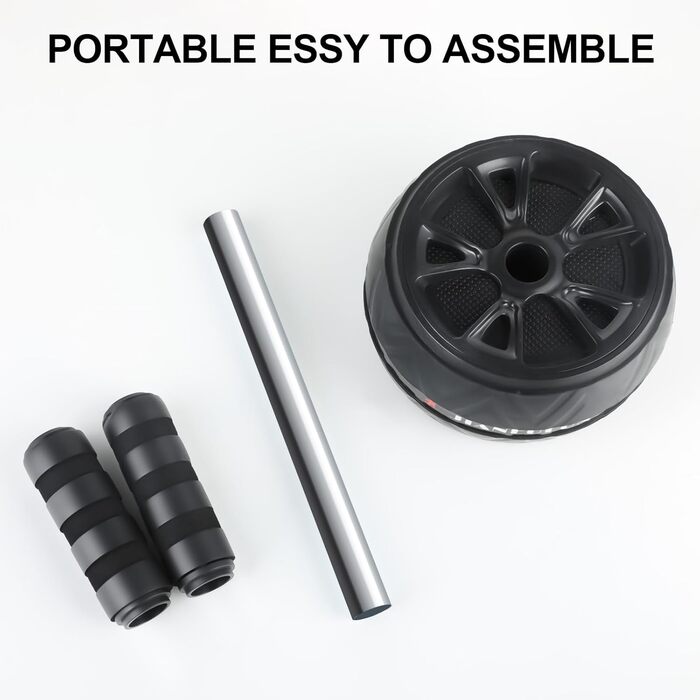 Ролер для пресу AB Roller - тренажер для пресу з килимком для колін. Антиковзне обладнання для тренування пресу вдома. Підходить для початківців та професіоналів, чорний