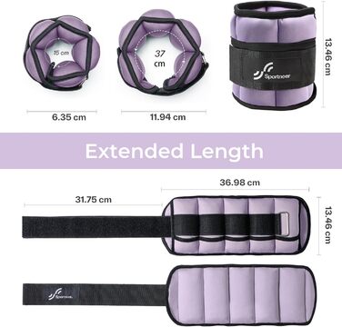 Штанги на щиколотки Sportneer, регульовані, 1 кг - 4.5 кг, для фітнесу, воркауту, ходьби, бігу (світло-фіолетовий)