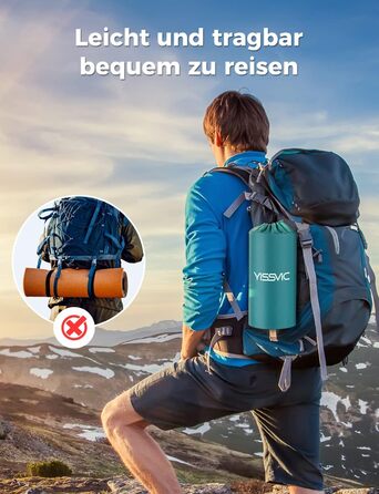 Надувна туристична матрац Yissvic Isomatte з самонадуванням, для кемпінгу, пікніків та подорожей, блакитна