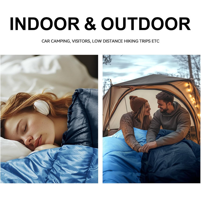 Сплячі мішки для дорослих у холодну погоду, легкі, водонепроникні, для кемпінгу, походів, відпочинку на природі та вдома (1,4 кг, темно-синій)