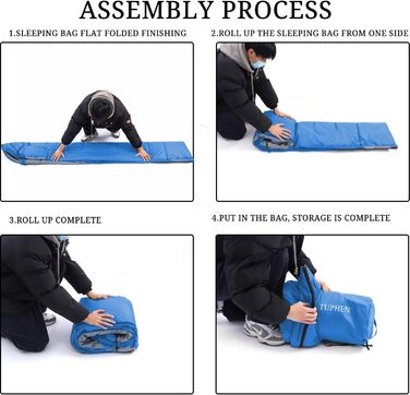 Спальний мішок 3-4 сезони для дорослих та дітей, блакитно-сірий. Легкий, водонепроникний, компактний для кемпінгу та подорожей. Розмір 219.9 x 79.9 см