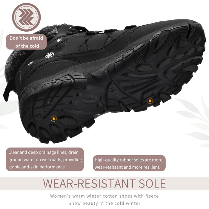 Черевики зимові жіночі ASHION, теплий підклад, водонепроникні, для хайкінгу та трекінгу, чорно-білі (41 EU, A сірий чорний)