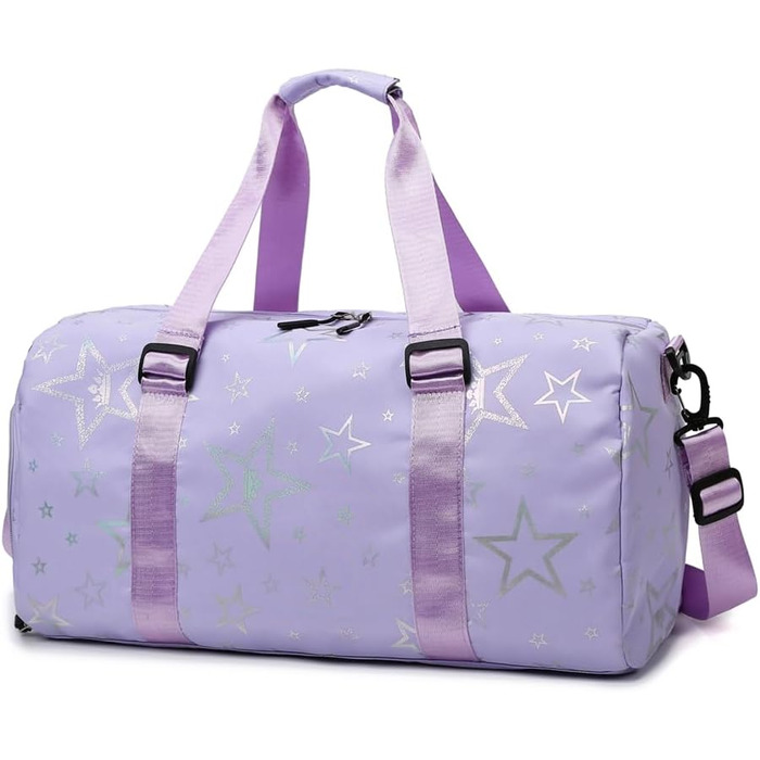 Дитяча спортивна сумка-рюкзак з відділенням для взуття та мокрих речей, спортивна сумка для дівчаток з принтом зірок (зелена, фіолетова)