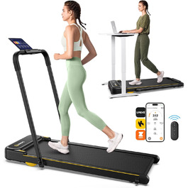 Walking Pad з нахилом 9%, амортизація 6 точок, тихий біговий стіл, 2.5 л.с. для дому/офісу (Чорний з ручкою, APP)