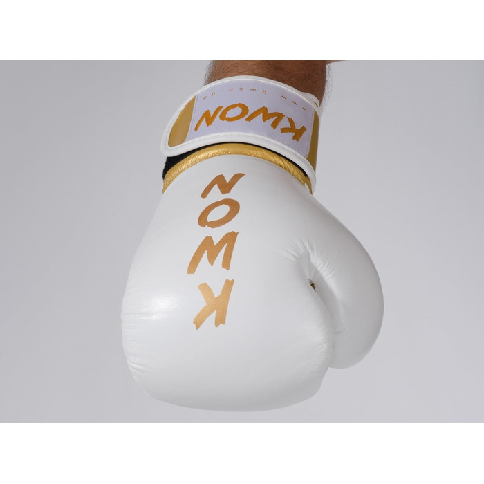 Боксерські рукавички KWON KO Champ 10oz золоті/білі, шкіра, для кікбоксингу