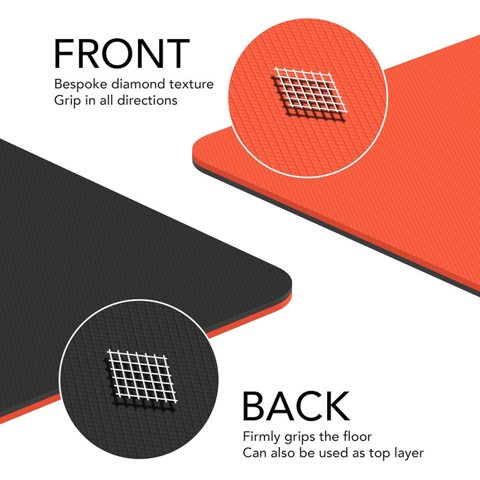 Тренувальний килимок – великий, широкий та товстий для чоловіків та жінок (183 см x 80 см x 10 мм) – TPE фітнес килимок, неслизький, для дому, HIIT, пілатесу, гімнастики, сірий – з принтом (червоний)