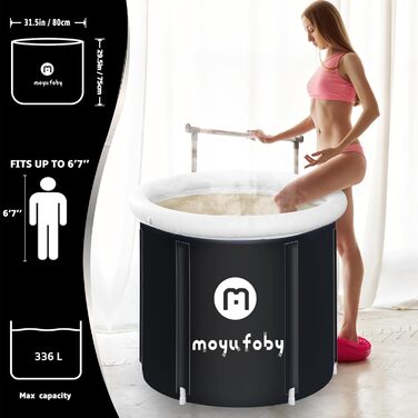 Екзотична ванна для криотерапії та відпочинку: ванна для занурення з кришкою, 345 літрів, чорна