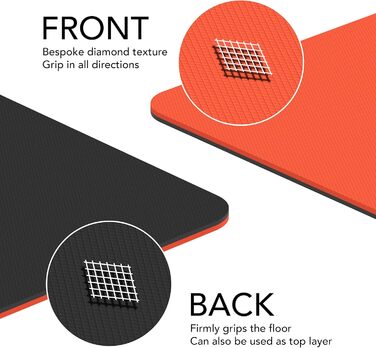 Тренувальний килимок – великий, широкий та товстий для чоловіків та жінок (183 см x 80 см x 10 мм) – TPE фітнес килимок, неслизький, для дому, HIIT, пілатесу, гімнастики, сірий – з принтом (червоний)
