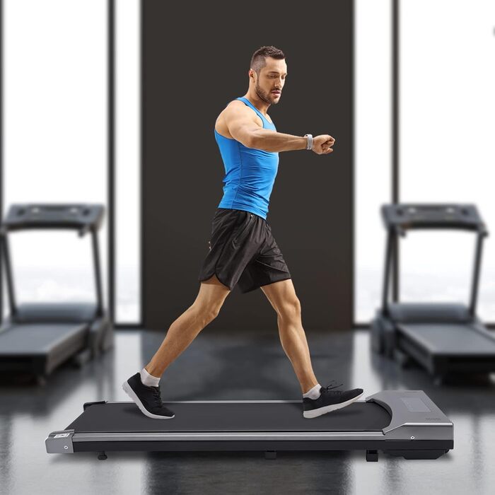 Доріжка для ходьби Walking Pad для дому та офісу, компактна бігова доріжка з LCD-дисплеєм і пультом, сіра, під стіл