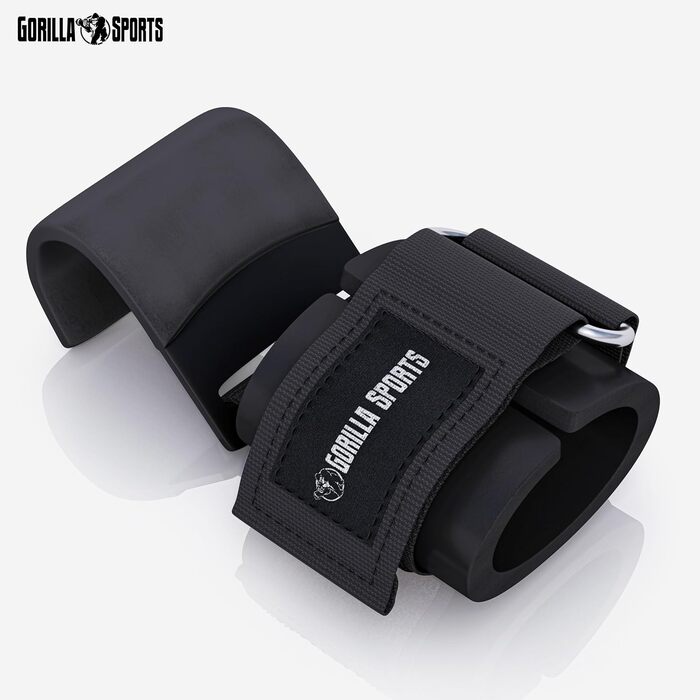 Лямки для тяги GORILLA SPORTS зі сталевим гаком, неопренові напульсники для важкоатлетики та бодібілдингу, 7 мм
