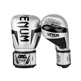 Боксерські рукавички Venum Elite сріблясто-чорні, 10 унцій (Oz)