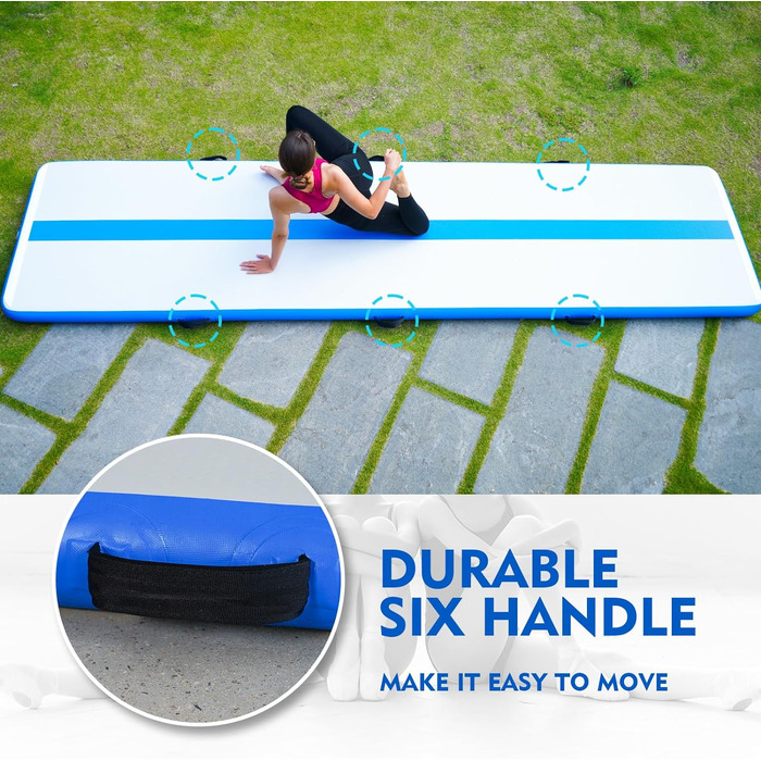 Надувний гімнастичний мат Tuxedo Sailor Airtrack: 2M/3M/4M, 10см, надувна, з електронасосом, для дому/залу/черепісток/йоги, блакитна 300 x 100 x 10 см