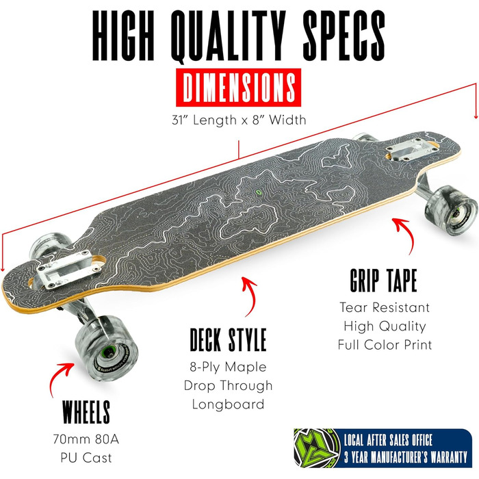 Скейтборд Madd Gear Pro Series Terrain 78.7x20.3 см для початківців - Комплект