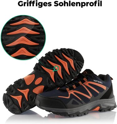 Черевики для піших прогулянок для жінок та чоловіків, трекінгові черевики, дихаючі, чорно-зелені (37 EU, темно-синьо-помаранчеві)