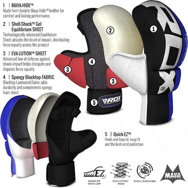 Боксерські рукавички RDX для чоловіків та жінок, рукавички для спарингу, кікбоксингу, муай-тай, рукопашного бою, відкрита долоня, блакитні