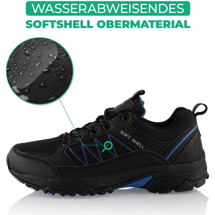 Черевики для трекінгу та трейлраннінгу Softshell для жінок та чоловіків. Розмір 42 EU, чорно-синій колір