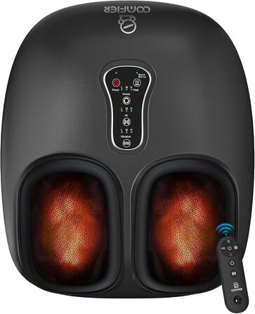 Масажер для ніг Comfier з пультом дистанційного керування, функцією паузи, підігрівом, компресією, вібрацією, Shiatsu масаж для діабетичної невропатії, плантарний фасціїт, подарунок для чоловіків/жінок, 34.5X18.7X40.5cm