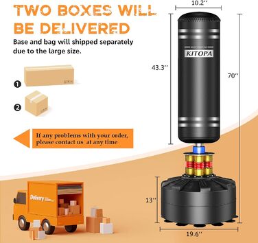 Стенд-боксерський мішок Kitopa, 178 см, 93 кг. Комплект з рукавичками для кікбоксингу, ММА, тренувань вдома