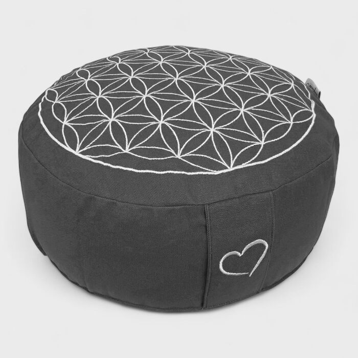 Медитаційна подушка maylow Yoga з вишивкою Квітка Життя, 33x15 см, для йоги, наповнювач біо-спельта, чохол і напірник з бавовни, для початківців і досвідчених, прана, екологічна