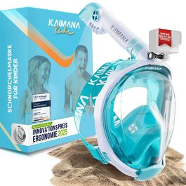 Маска для снорклінгу KAIMANA® повного обличчя: для дорослих та дітей, безпечна від CO2, з сумкою, бірюзова
