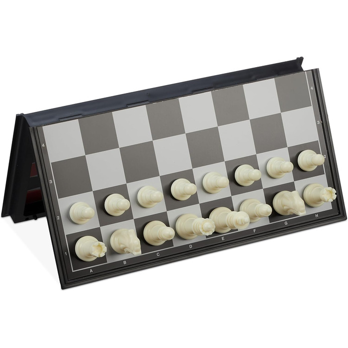 Шахи Relaxdays 3-в-1: шахи, шашки, нарди. Магнітний, складаний, 32x32 см, чорний/білий