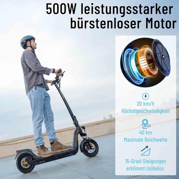 Електросамокат JOYOR C10E 48V 18/26Ah, 500W, запас ходу 65-100 км, вантажопідйомність 120 кг, сертифікат ABE