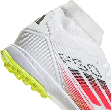 Жіночі футбольні бутси adidas F50 League Mid для гри на траві (46.5 EU, білий/червоний/жовтий)