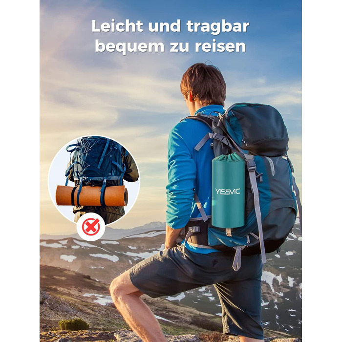 Надувна туристична матрац Yissvic Isomatte з самонадуванням, для кемпінгу, пікніків та подорожей, блакитна