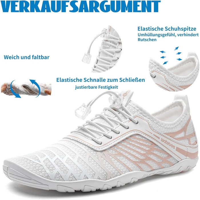 Аквашузи для плавання та серфінгу WateLves: чоловічі та жіночі, швидковисихаючі, унісекс, білі, фіолетові, помаранчеві, 40 EU