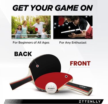 Набір для пінг-понгу ZTTENLLY: 2 або 4 ракетки з м'ячами та кейсом | Покращений контроль | Клейке гумове покриття | Для гри в приміщенні та на вулиці