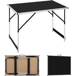 Стіл туристичний складний WOLTU® для кемпінгу, саду, балкону, роботи, регульована висота, алюміній, сталь, МДФ (чорний)