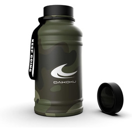 Термос-бутилка Daikoku з нержавіючої сталі 1,3 л, BPA Free, подвійні стінки, збереження температури 12-24 год, для спорту, фітнесу, зелений камуфляж