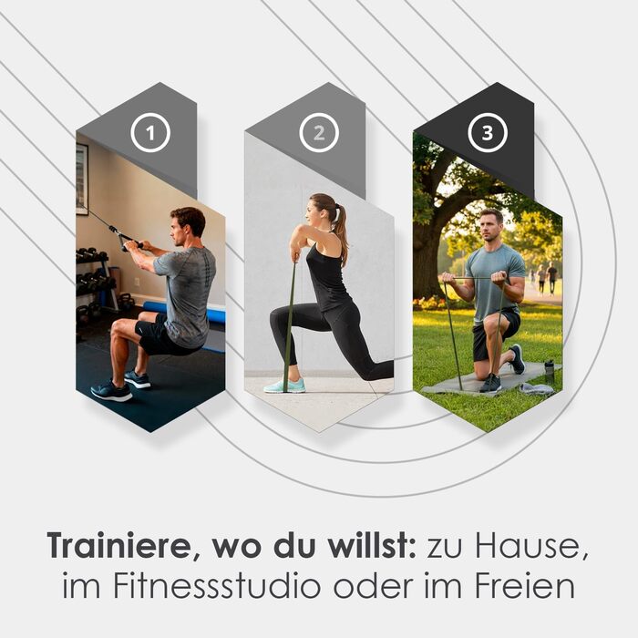 SACRO: Набір з 5 еластичних стрічок для фітнесу – тренажерний інвентар для занять йогою, пілатесом, кросфітом та калістенікою