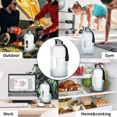 Фляга для води TOOFEEL 2л BPA free, велика спортивна фляга з позначеннями об'єму - 2200 мл