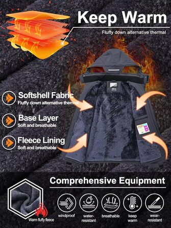 Чоловіча лижна куртка QPNGRP, водонепроникна, ізольована, зимова, 5 кишень на блискавці (S, темно-сірий)