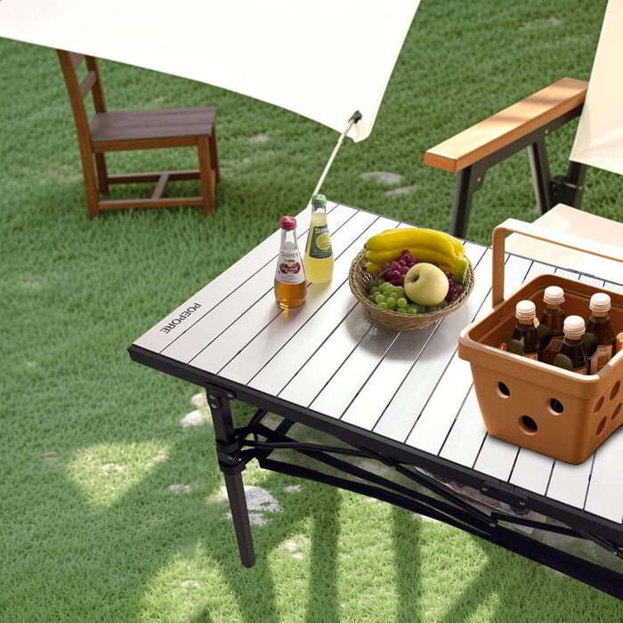 Складаний садовий стіл для кемпінгу Poepore, алюміній, 140x70x70 см, на 4-6 осіб, чорний