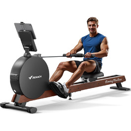 Гребний тренажер MERACH для дому з магнітним опором 60 кг, автоматичною регулюванням, LED-дисплеєм та подвійними дерев'яними рейками (R21)