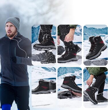 Чоловічі зимові чоботи Frysen, утеплені, водонепроникні, теплі, для активного відпочинку та трекінгу, 39-47 EU (Чорний, 44 EU)