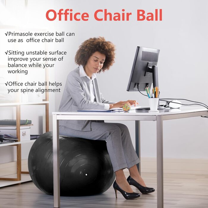 Фітбол Primasole Balance Ball 75 см, чорний - для фітнесу та йоги